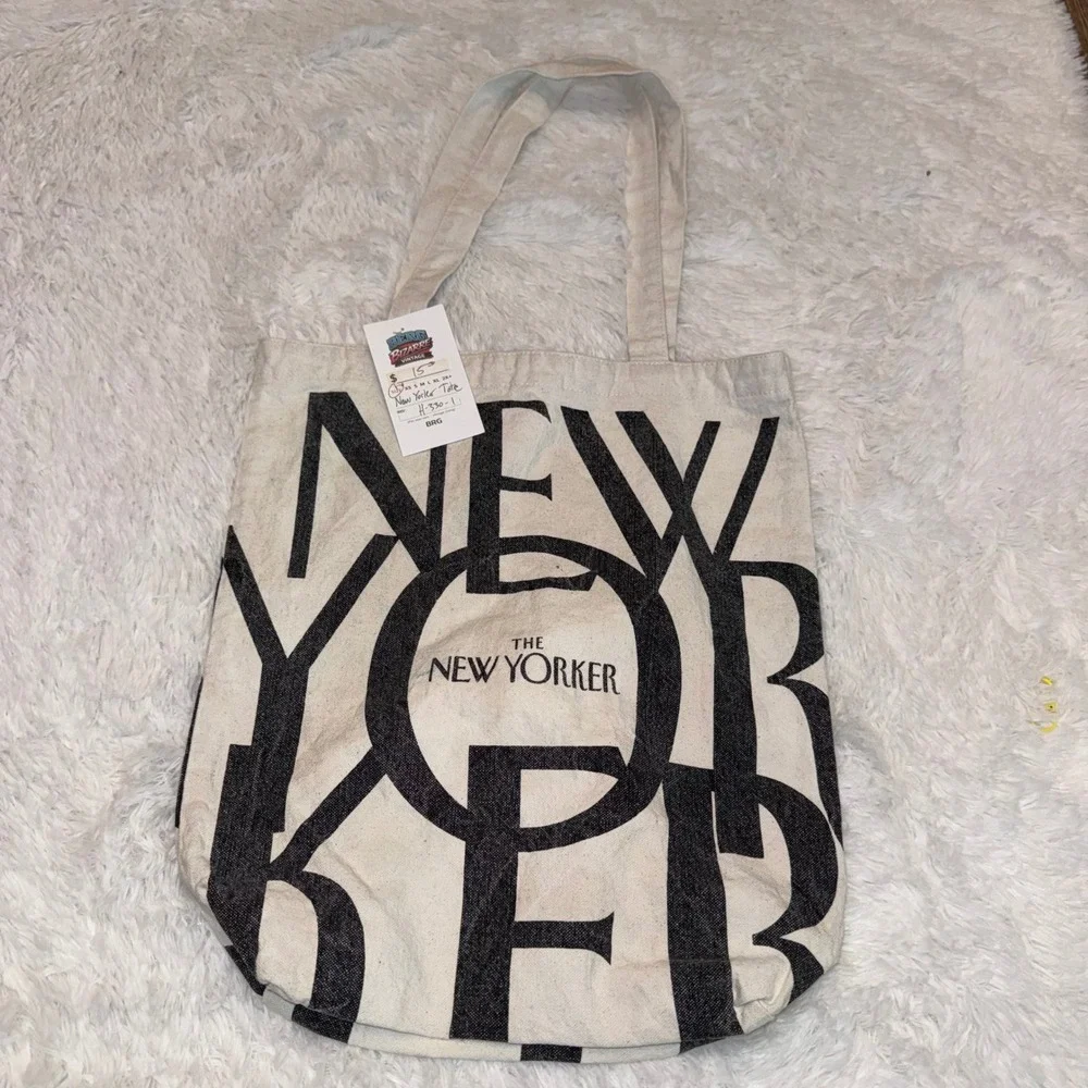 The New Yorker Tote Bag Women OS Cream Excellent Canvas Logo Book Bag